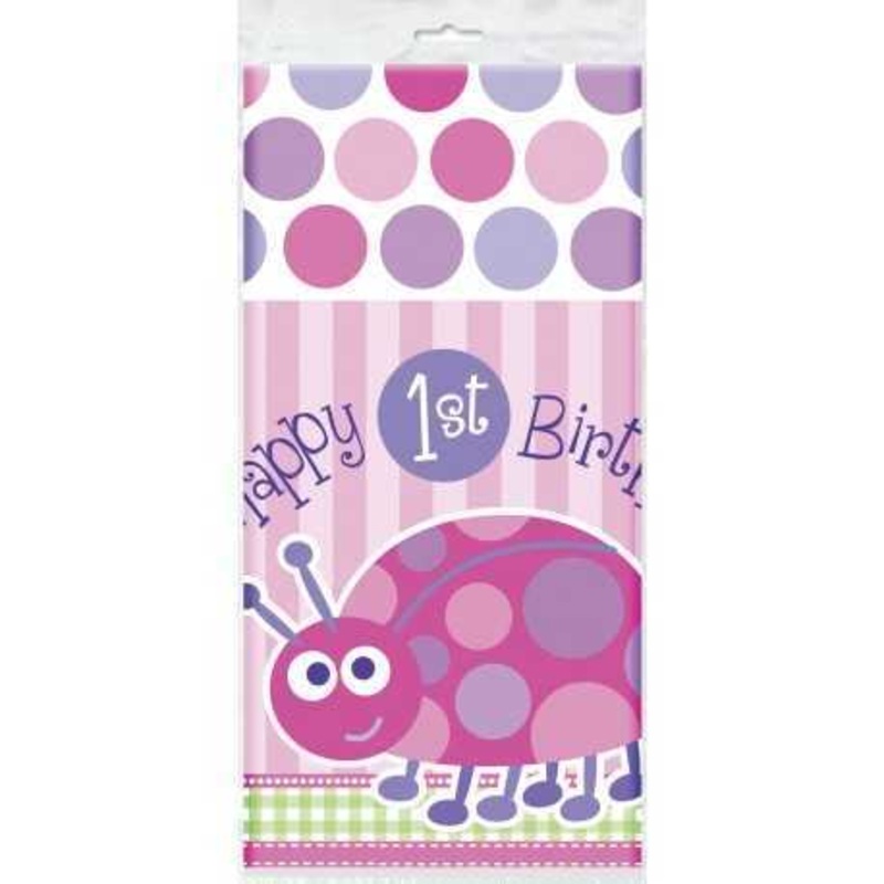 1st Birthday Ladbug Plastic Tablecover