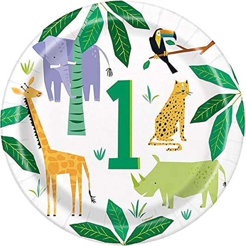 Animal Safari Age 1 Paper Plates - 8ct