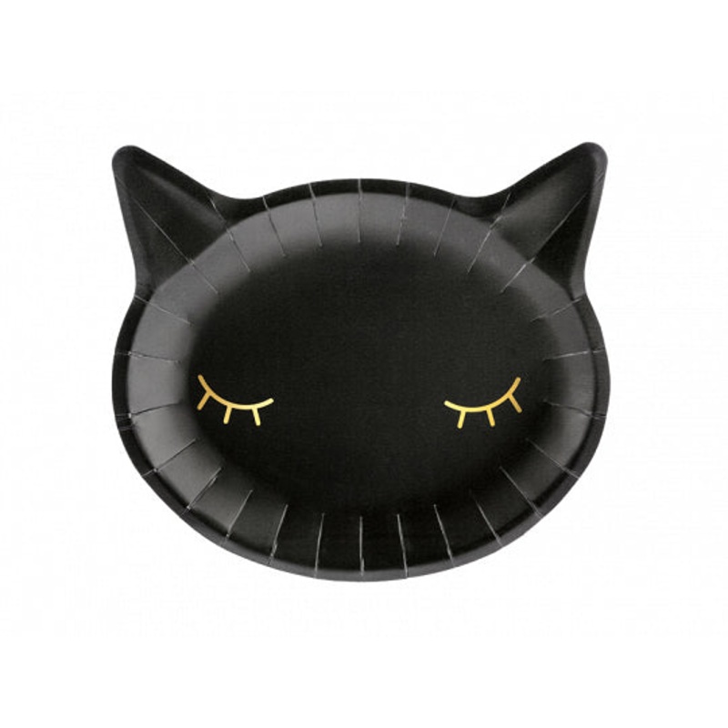 Black Cat Head Shaped Paper Plates (6ct)