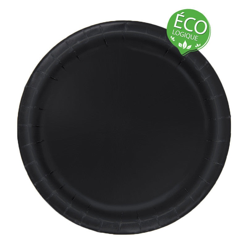 Black Solid Round 9"FSC Dinner Plates, 16ct