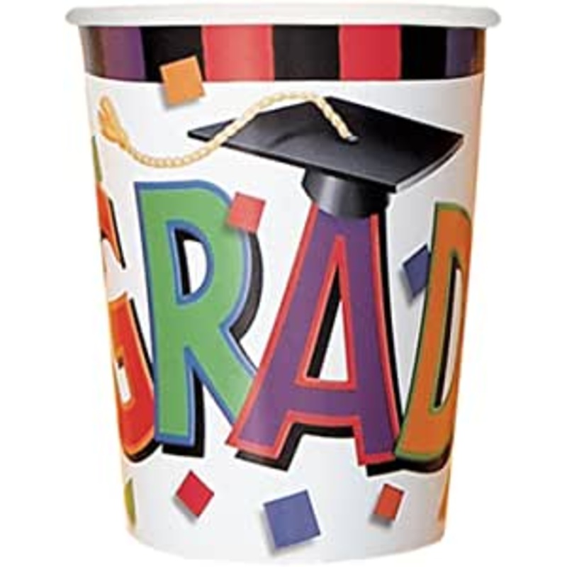 Colourful Confetti Graduation Paper Cups (8ct)