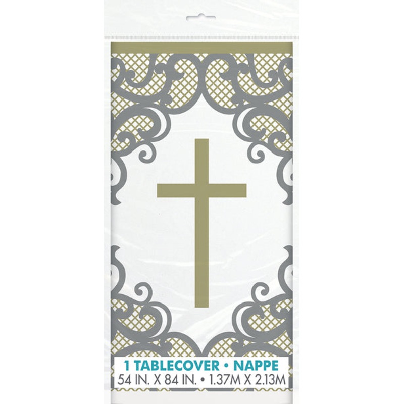 Fancy Gold Cross Plastic Tablecover