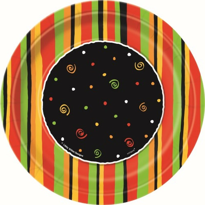 Fiesta Striped Paper Dessert Plates (8ct)