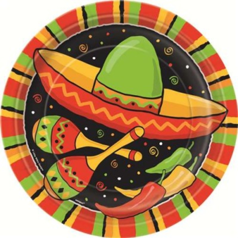 Fiesta Striped Paper Dinner Plates (8ct)