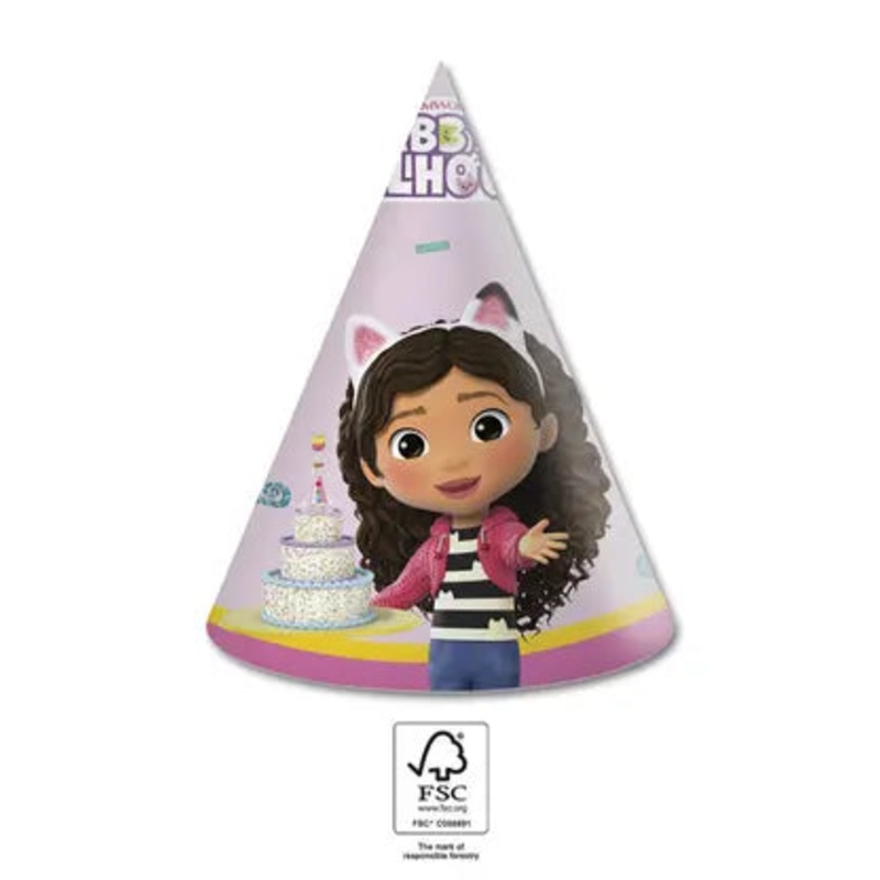 Gabby's Dollhouse FSC Paper Hats - 6ct