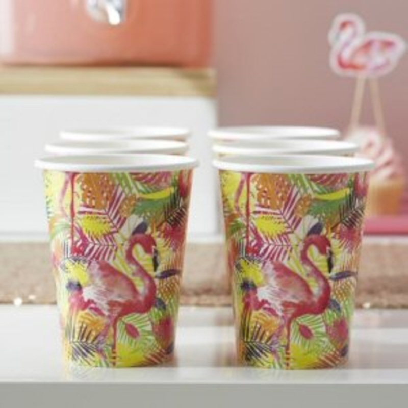 Ginger Ray Tropical Paper Cups Flamingo Fun
