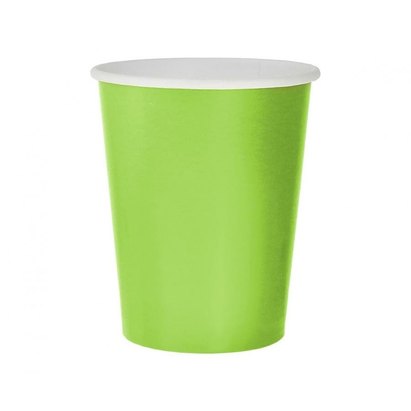 Lime Green Solid FSC 9oz Paper Cups, 14ct