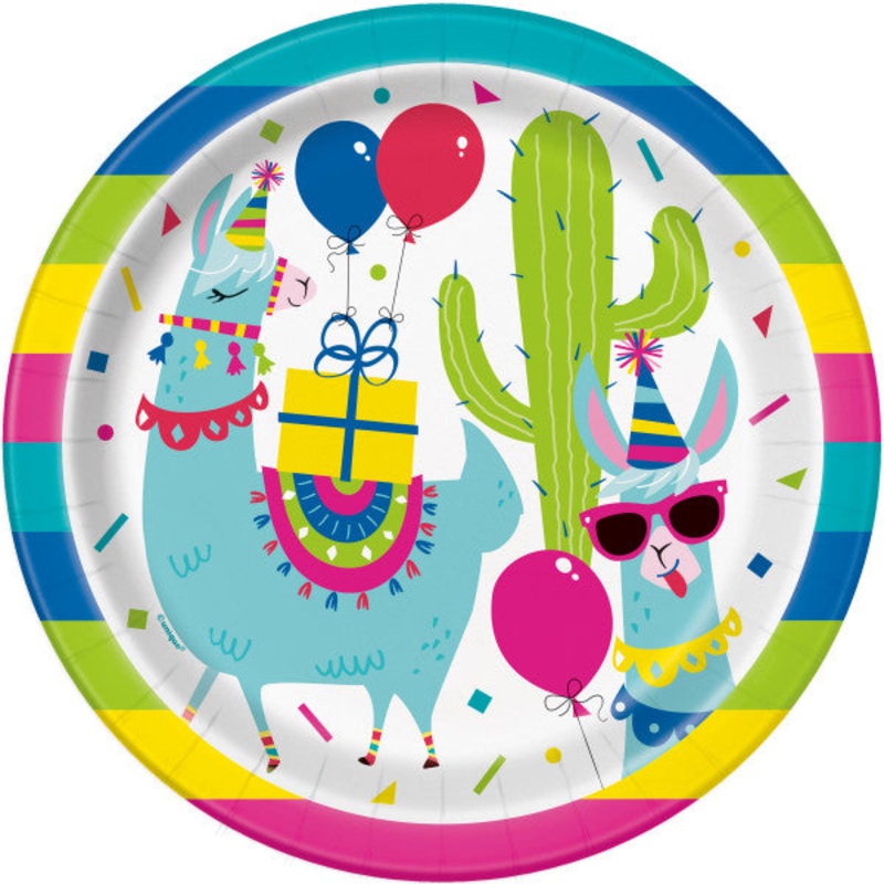 Llama Birthday Round  Dinner Plates