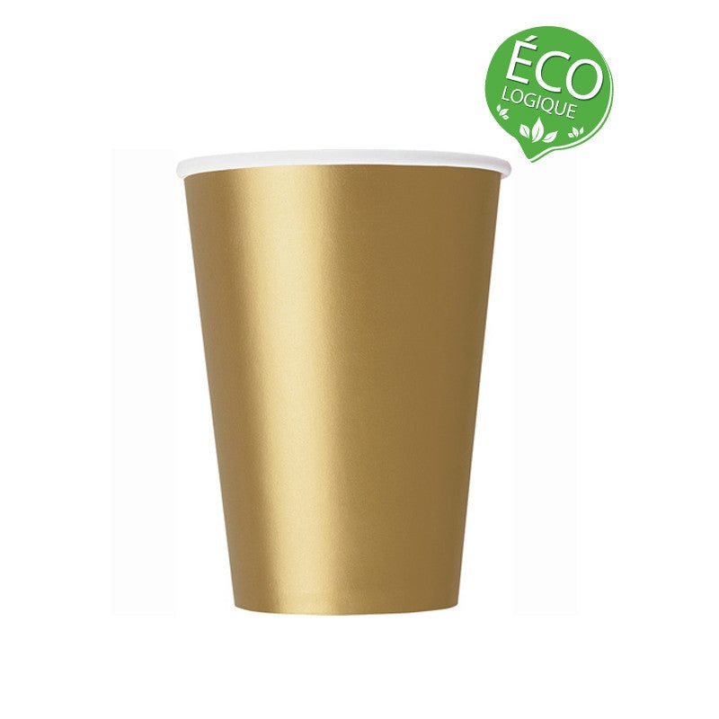 Matte Gold Solid 9oz FSC Paper Cups, 14ct