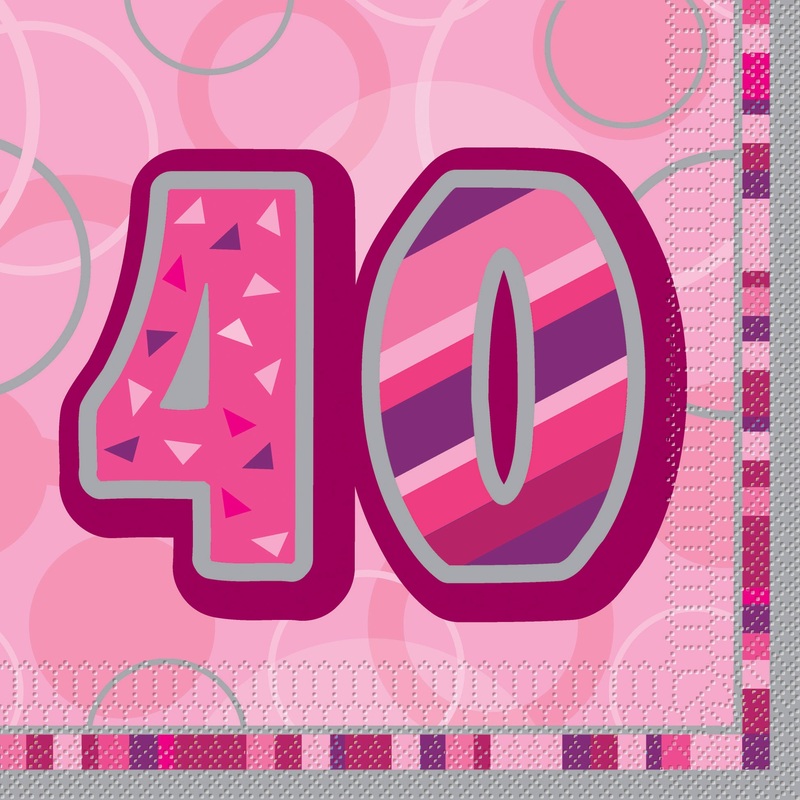Pink Glitz Age 40 Birthday Napkins - 16ct