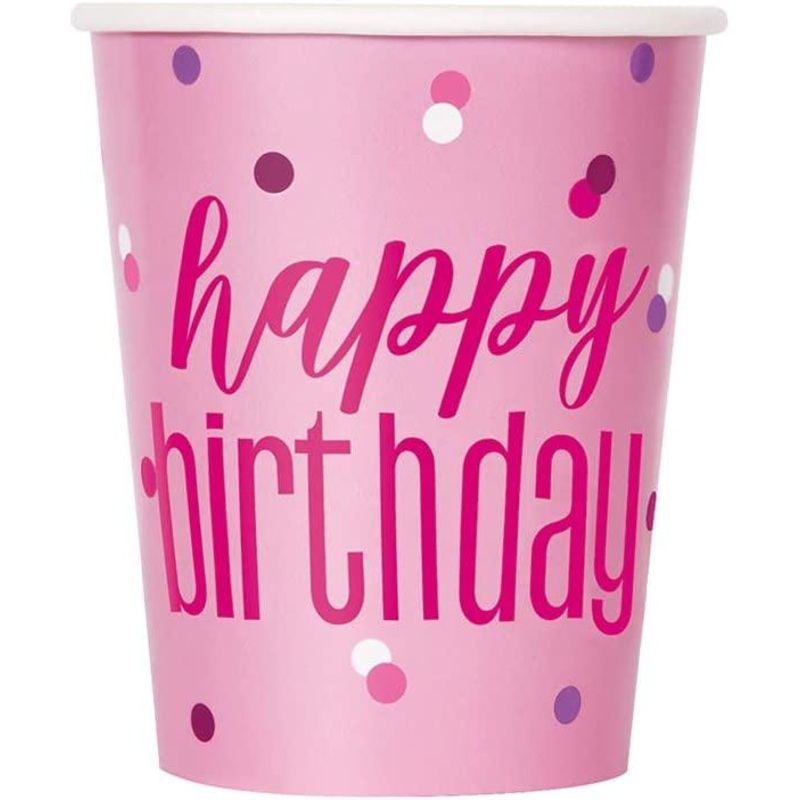 Pink Glitz Paper Cups 8 Pack