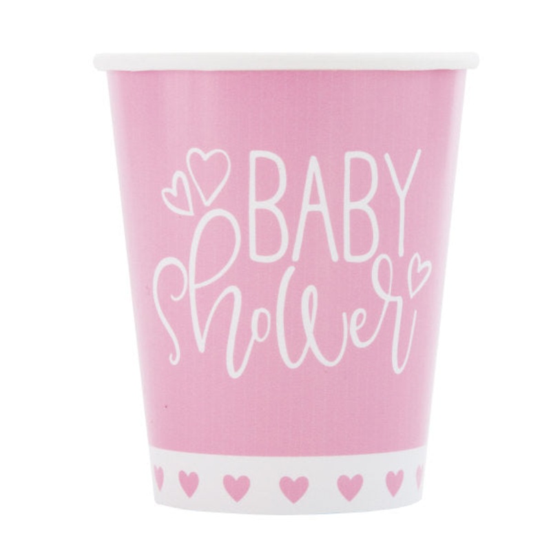 Pink Hearts Baby Shower 9oz Paper Cups - 8ct