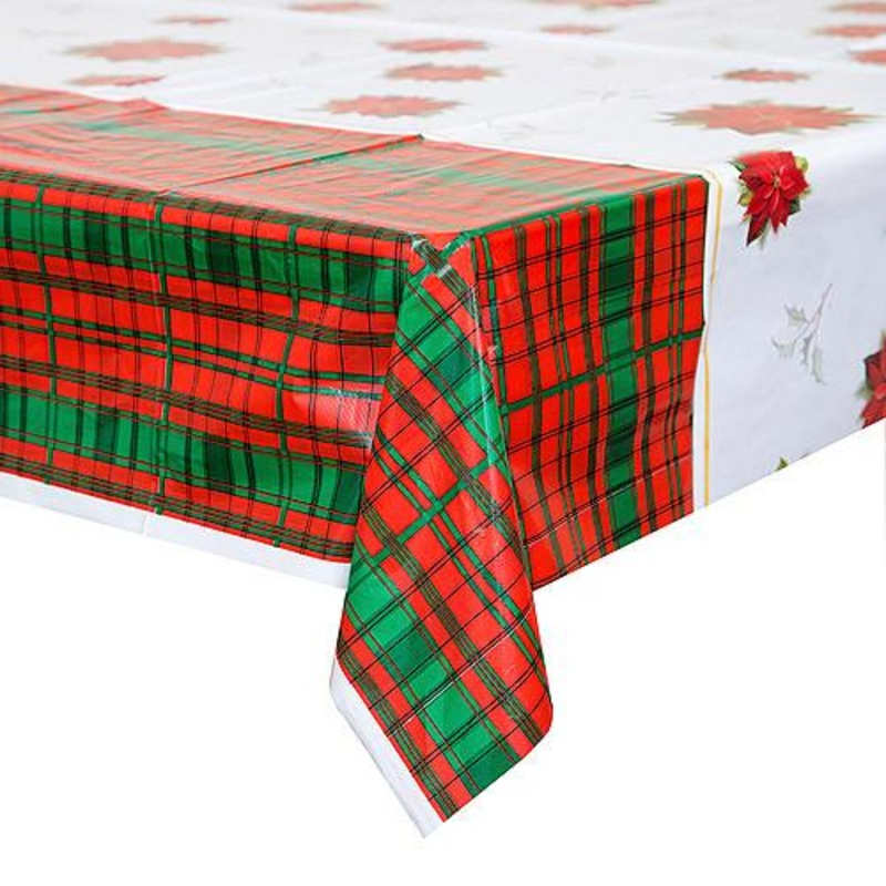 Poinsettia Plaid Tablecover
