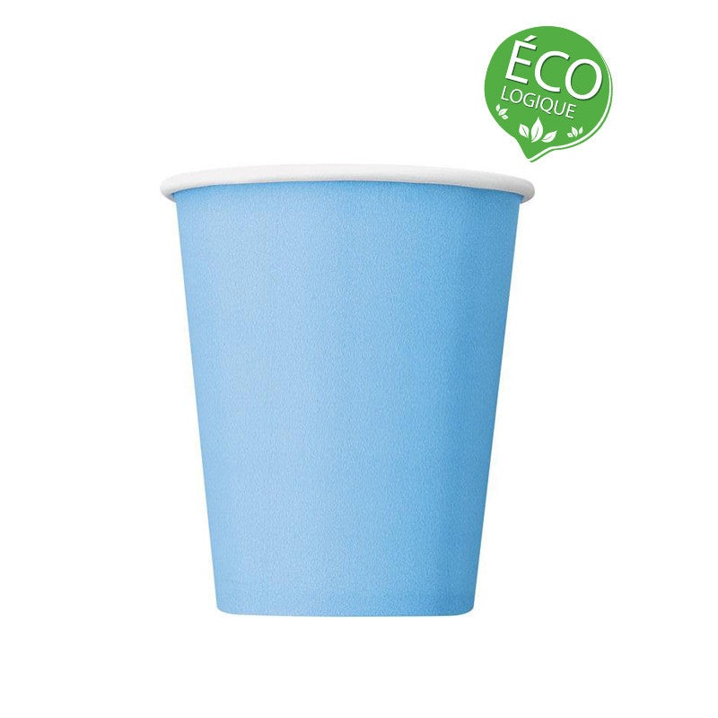 Powder Blue Solid 9oz FSC Paper Cups, 14ct