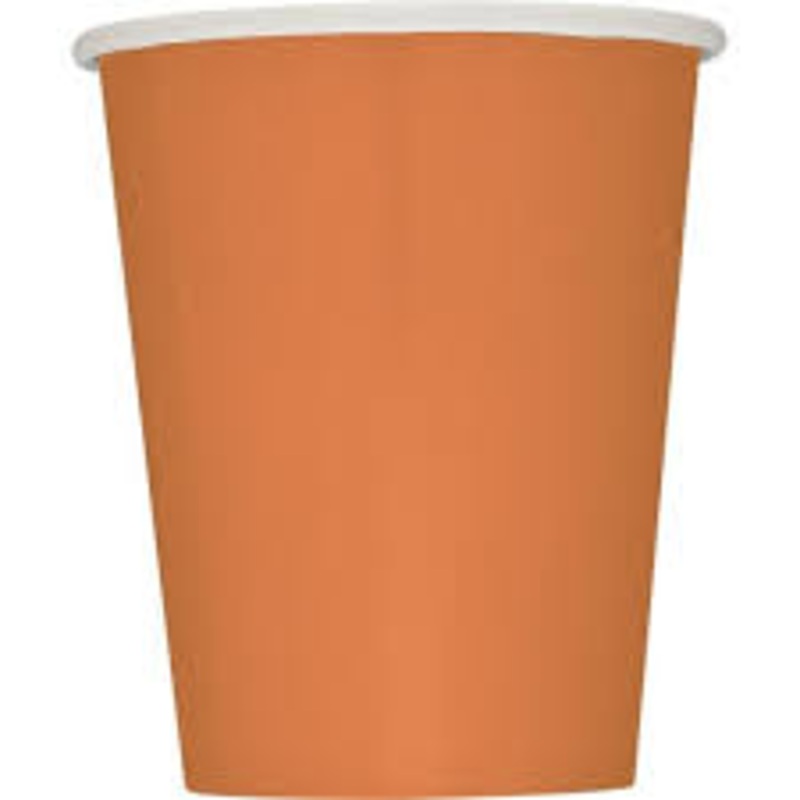 Pumpkin Orange Solid 9oz FSC Paper Cups, 14ct