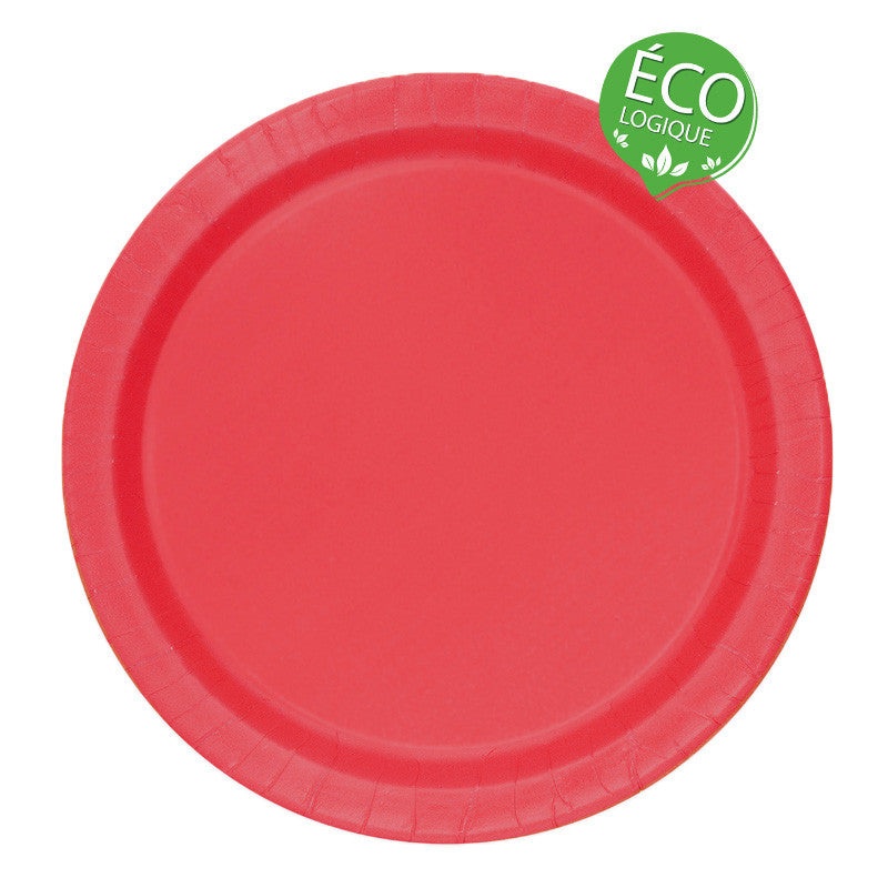 Red Solid Round 9" FSC Dinner Plates, 16ct