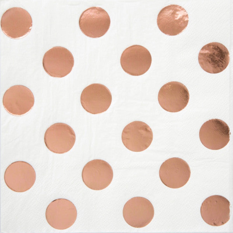 Rose Gold Foil Dots Beverage Napkins, 16ct - Foil Stamped