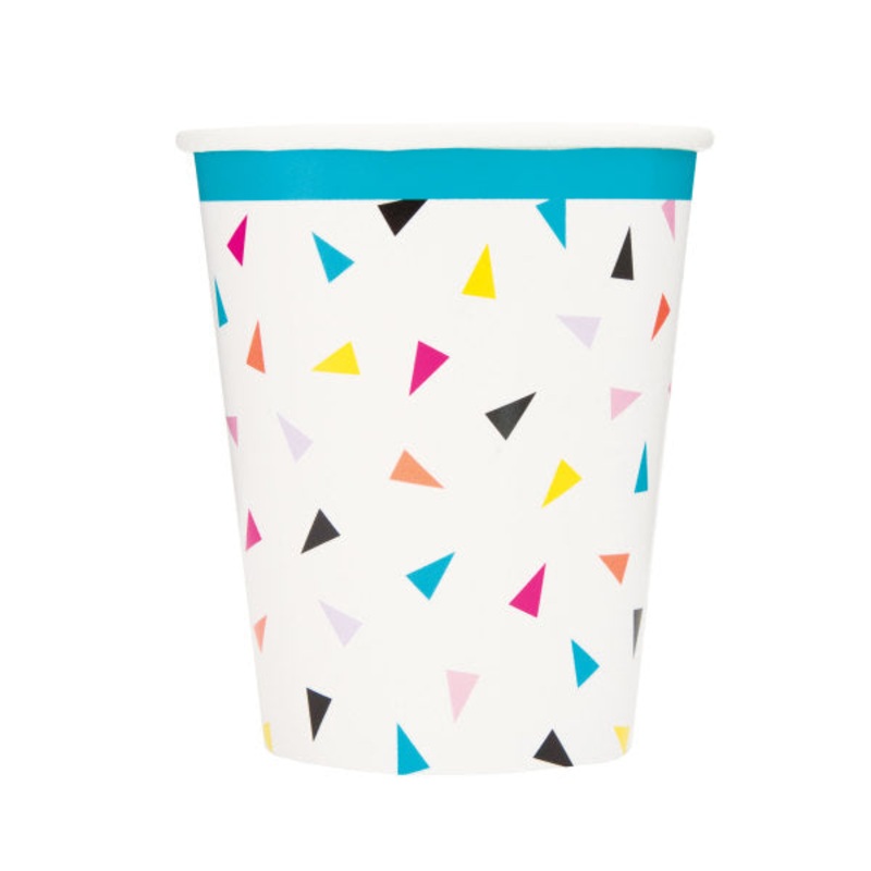Triangle Confetti Birthday 9oz Paper Cups, 8ct