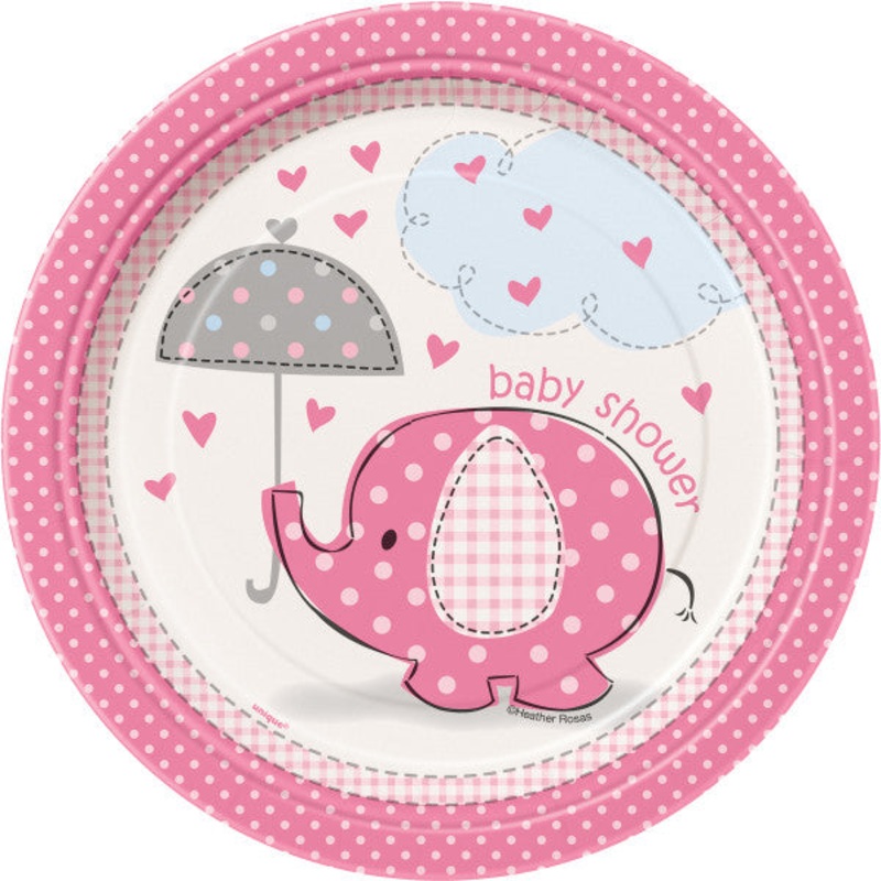 Umbrellaphants Pink Round 7" Dessert Plates - 8ct