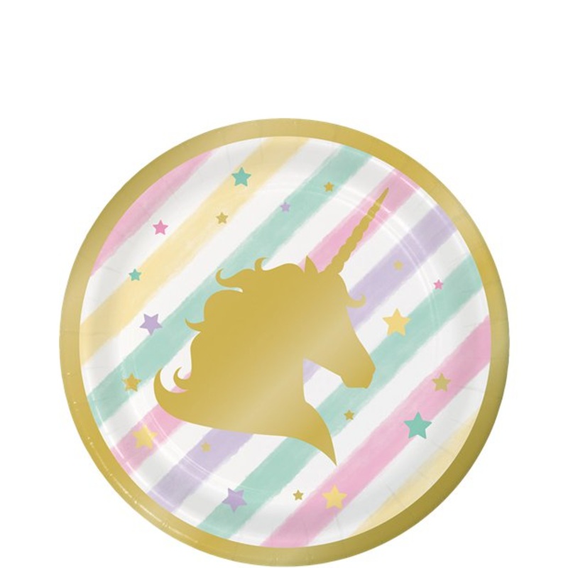 Unicorn Sparkle Paper Dessert Plate - 18cm (8pk)