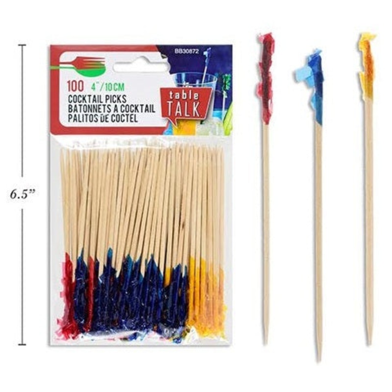 100-Pack 4" Bamboo Frill Picks