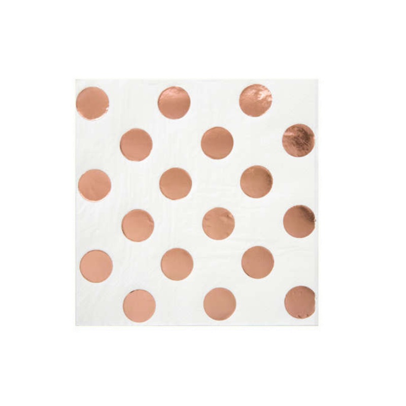 16 Rose Gold Spots Beverage Napkins