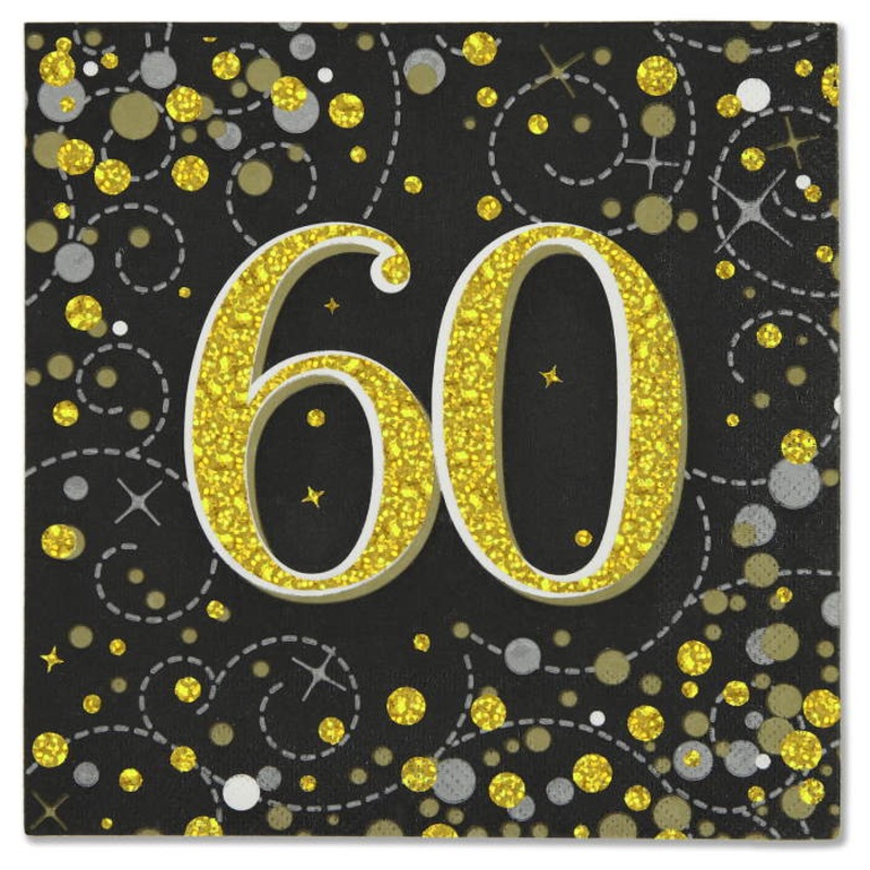 Black & Gold 60 Napkins Pack of 16