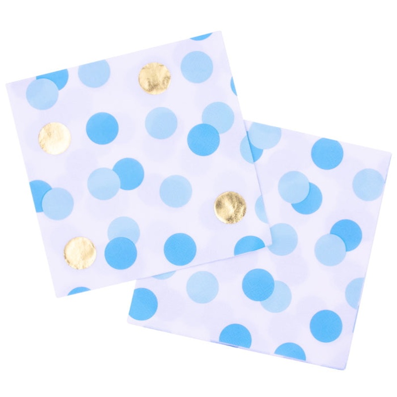 Blue and Gold Dots Napkins Pack of 16