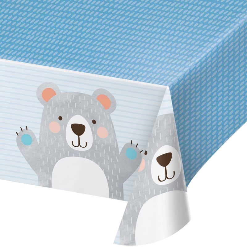 Blue Bear Plastic Party Tablecloth 137 x 259cm
