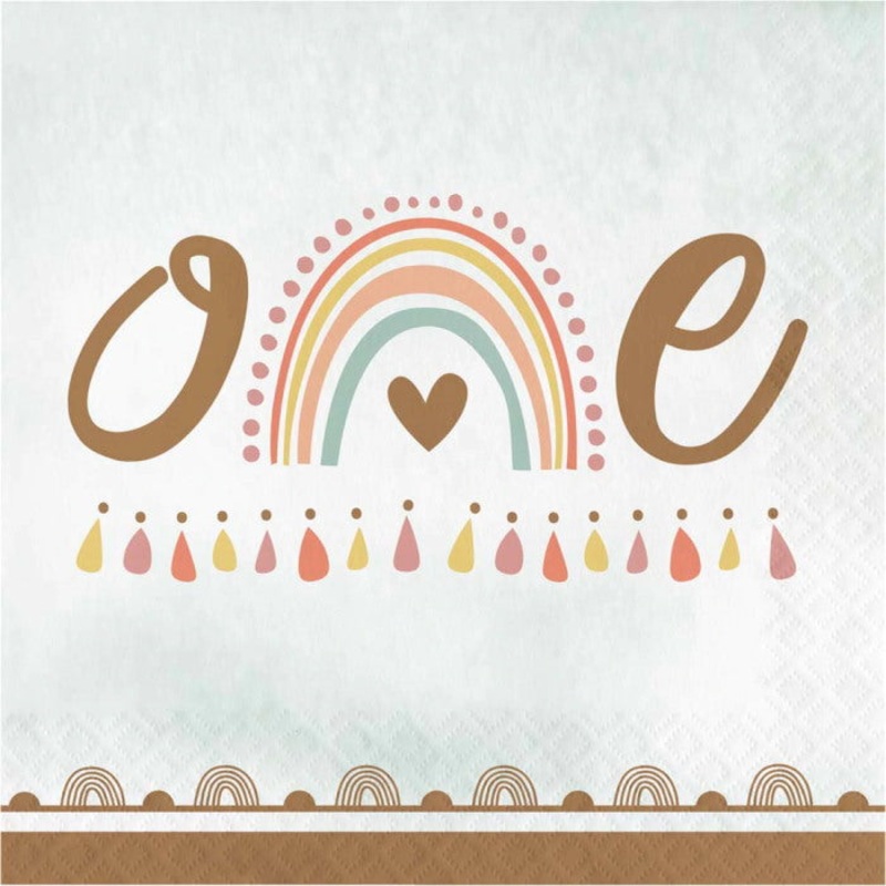 Boho Rainbow 1st Birthday Napkins Pack of 16