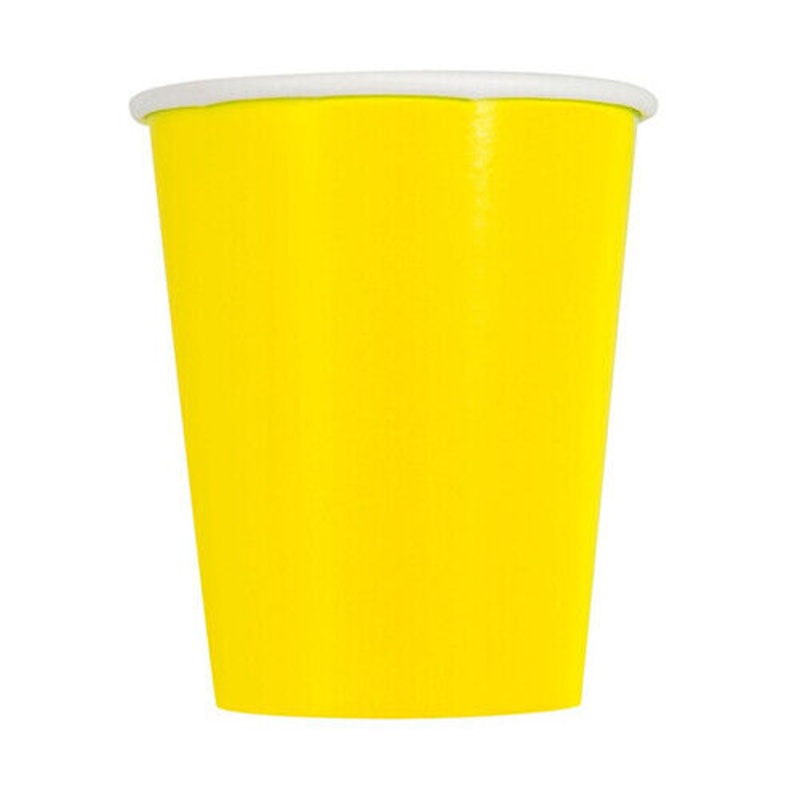 Bright Yellow Solid 9oz FSC Paper Cups, 14ct