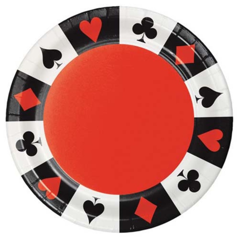 Card Night Paper Dinner Plates ( 22.2cm)