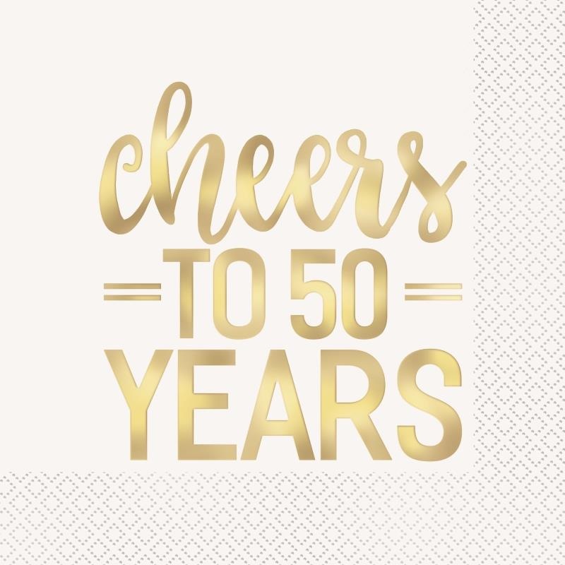 Cheers to 50 Years 50th Wedding Anniversary Napkins Pack of 16