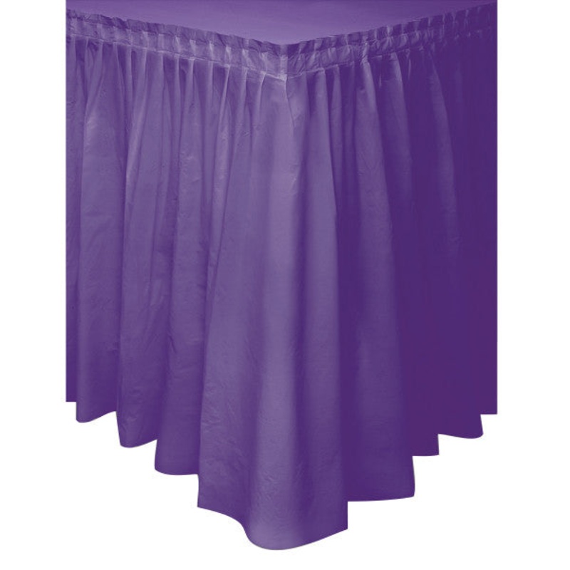 Deep Purple Plastic Table Skirt, 29"x14ft