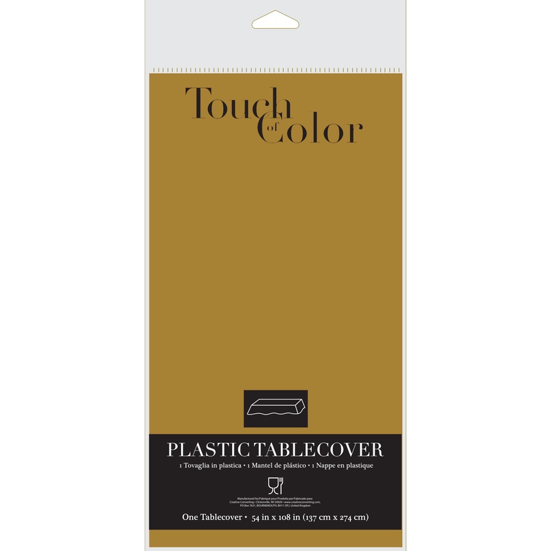 Glittering Gold Plastic Table Cover - 54" x 108" (1CT)