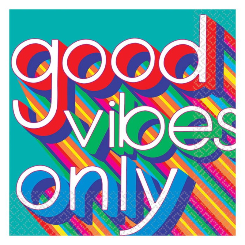 Good Vibes Retro Party Napkins Serviettes Pack of 16