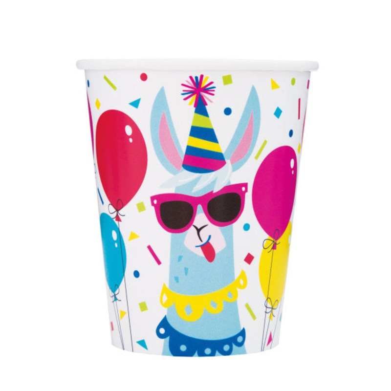 Llama Birthday 9oz Paper Cups, 8ct