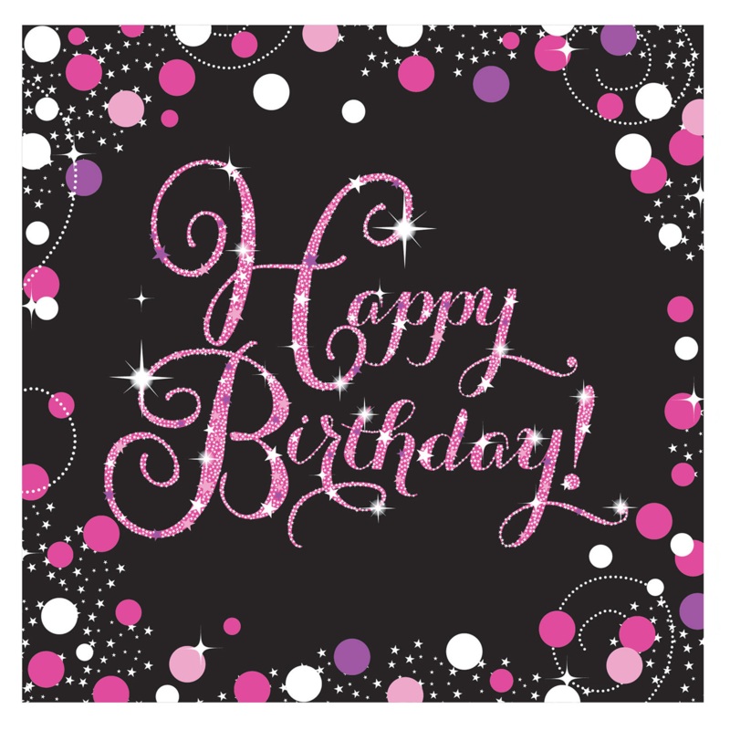 Pink Celebration Happy Birthday Paper Napkin (16/Pk)