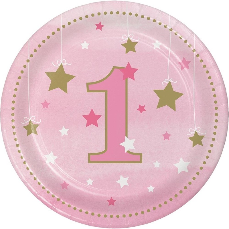 Pink Twinkle Little Star 1st Birthday Plates Pack of 8