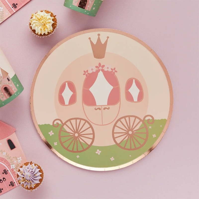 Princess Carriage Paper Plates 8 Pack