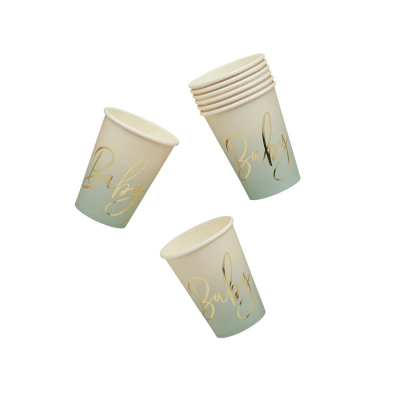 Sage Green Baby Paper Cups Pack of 8