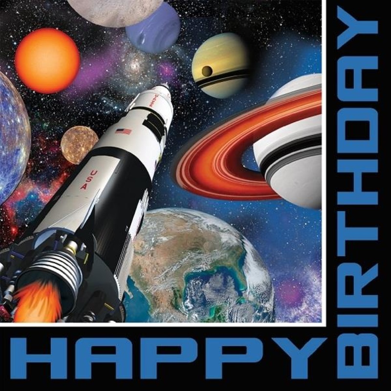 Space Themed Birthday Napkins Pack of 16