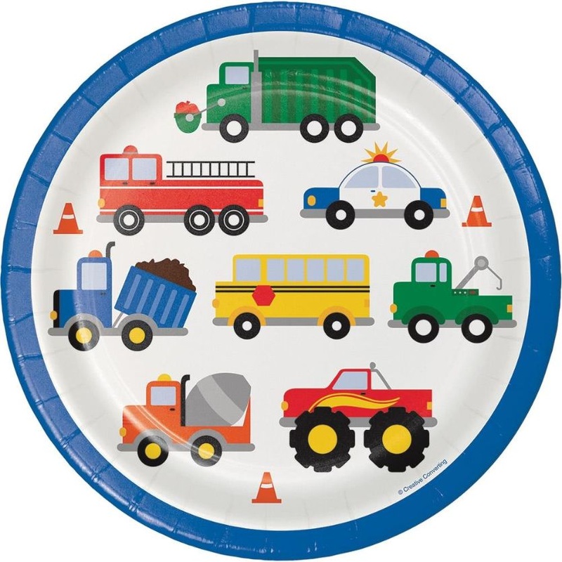 Traffic Jam Vehicle Party Plates Pack of 8