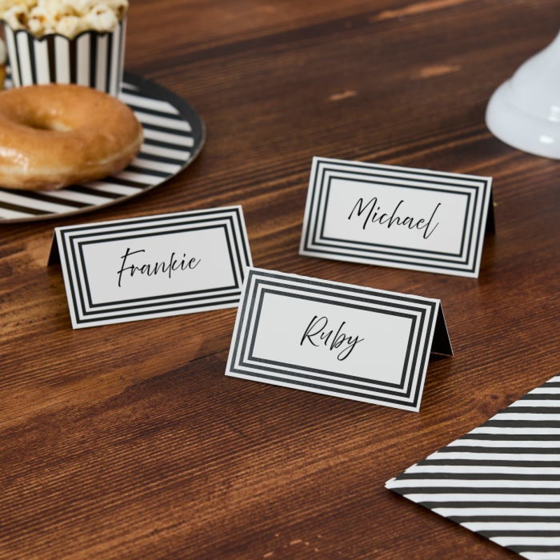 Black and White Place Cards - Pack of 10