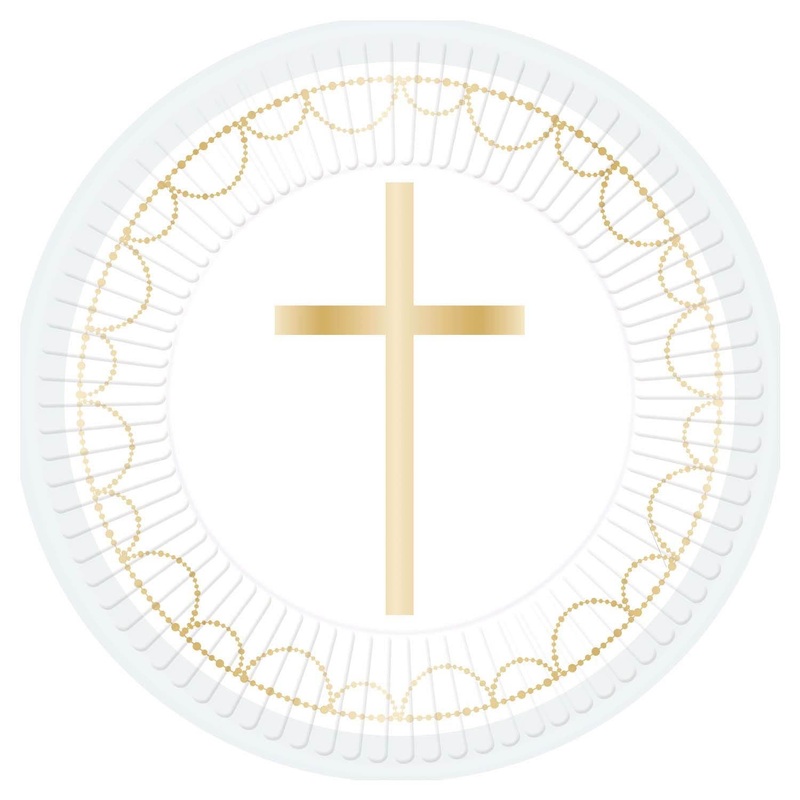 Blue Botanical Holy Communion Paper Plates Pack of 8