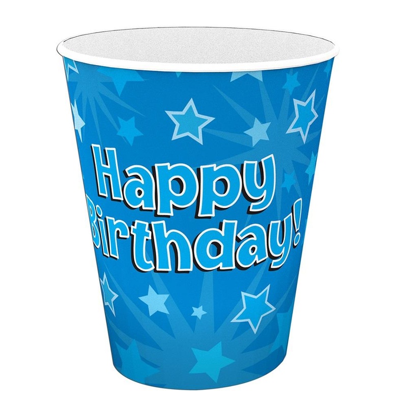 Blue Star Happy Birthday Party Cups Pack of 8