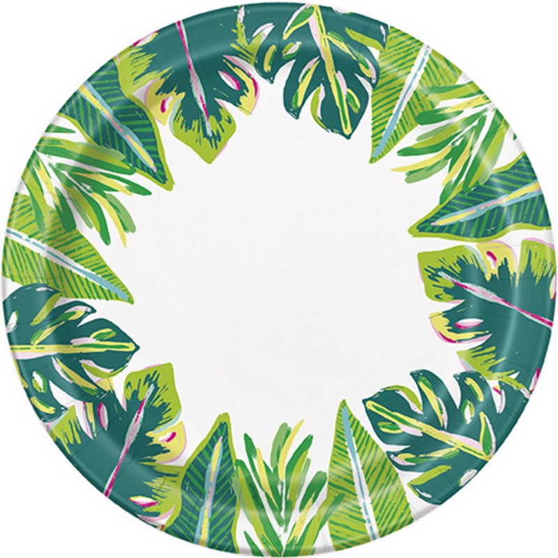 Botanical Leaves Paper Plates 8 Pack (18cm)