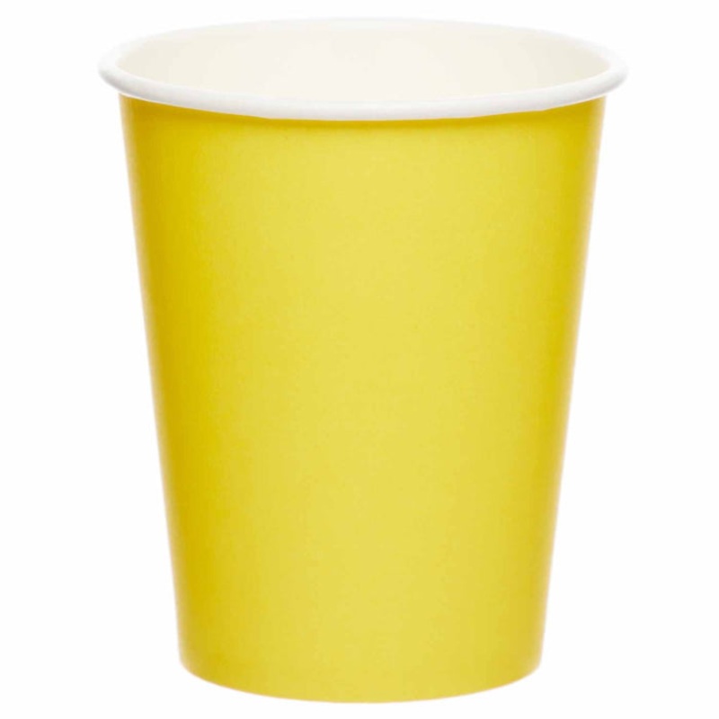 Buttercup Yellow Paper Party Cups Pack of 8