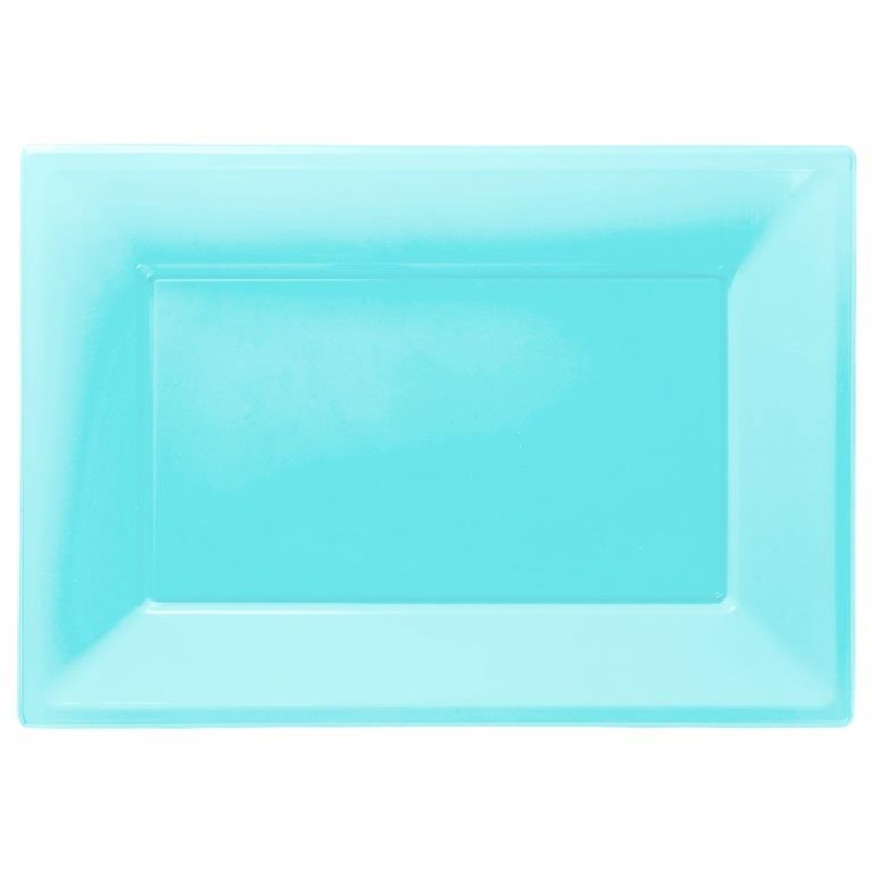 Caribbean Teal Blue Serving Platter Trays Pack of 3