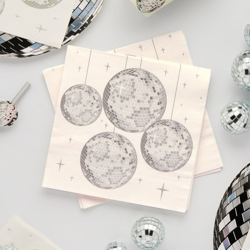 Disco Ball Party Napkins Pack of 16 Paper Serviettes